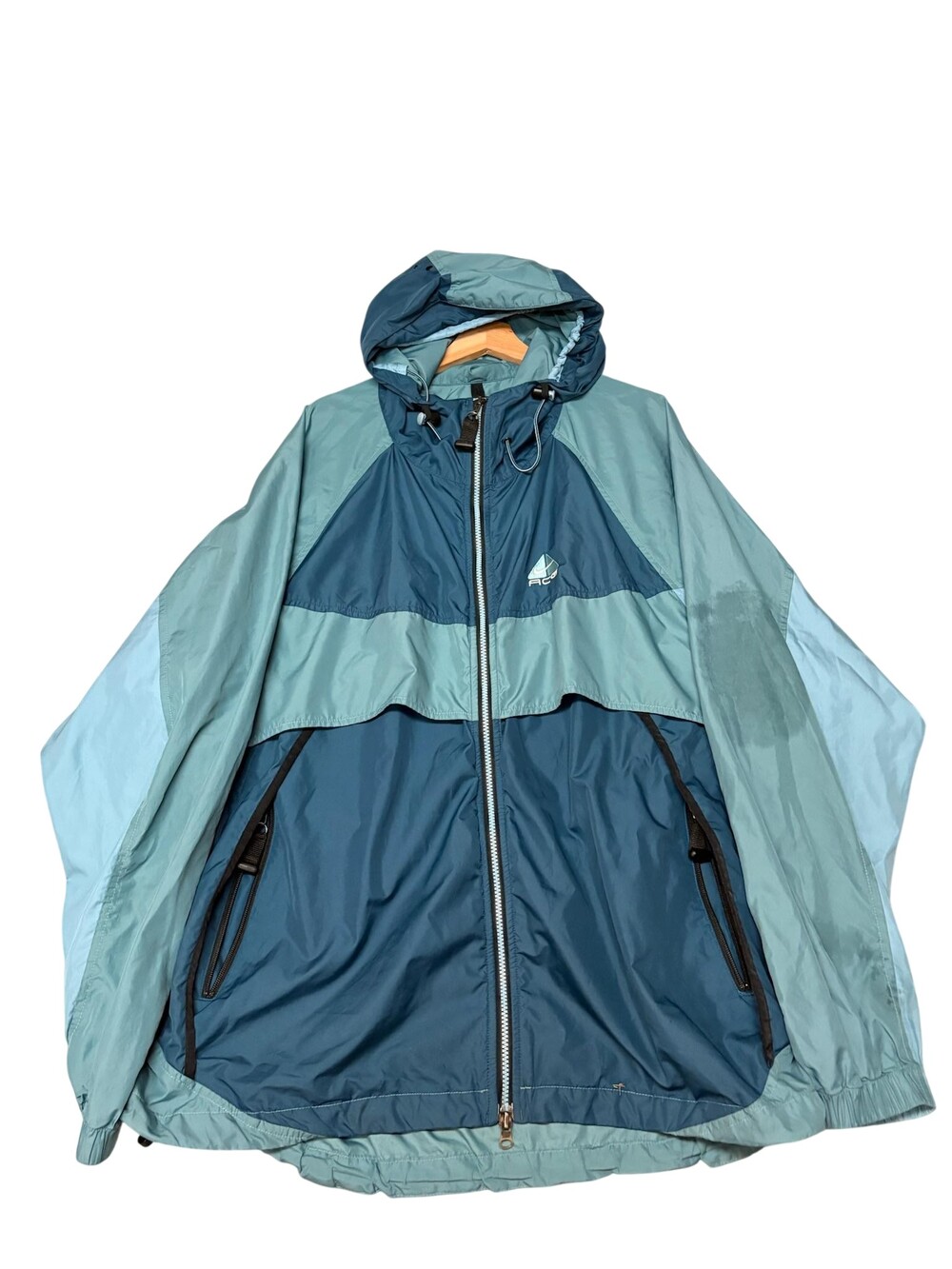 Vintage Nike ACG Windbreaker Jacket Mens 2XL Blue Hooded Full Zip Pockets 90s